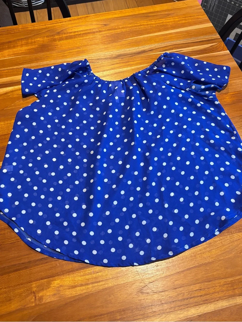 Girls Blue Polka Dot Daisy Top